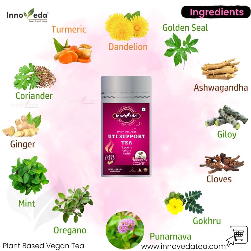 INNOVEDA UTI Tea (1 Month Pack, 30 Tea Cups - Helps with Urinary Tract Infections - Image 2