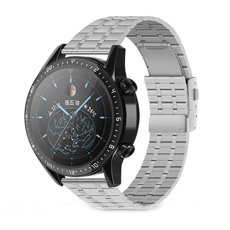 Beauenty 22Mm Universal Dual Press Buckle Five-Bead Stainless Steel Watch Band(Silver) - Image 1