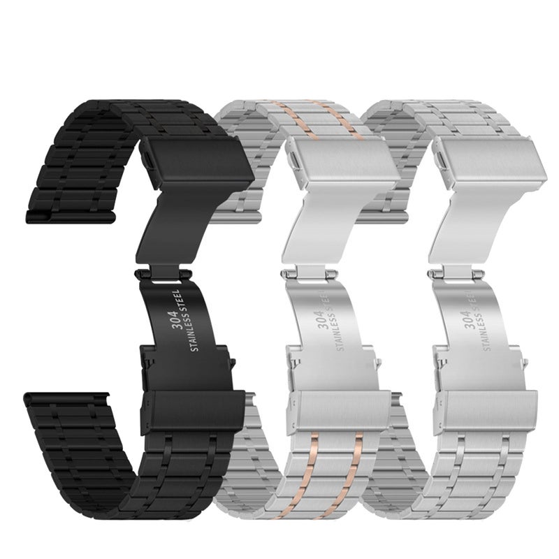 Beauenty 22Mm Universal Dual Press Buckle Five-Bead Stainless Steel Watch Band(Silver) - Image 4