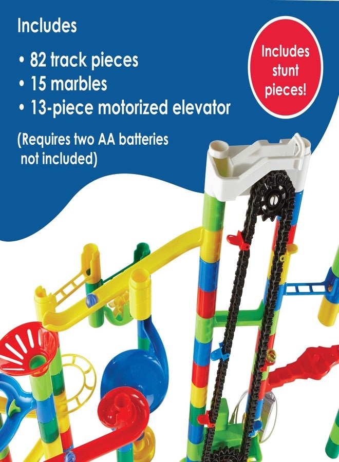 MindWare Marble Run 110 Piece Building Set with 82 Track Pieces, 15 Marbles and Motorized Elevator - Image 3