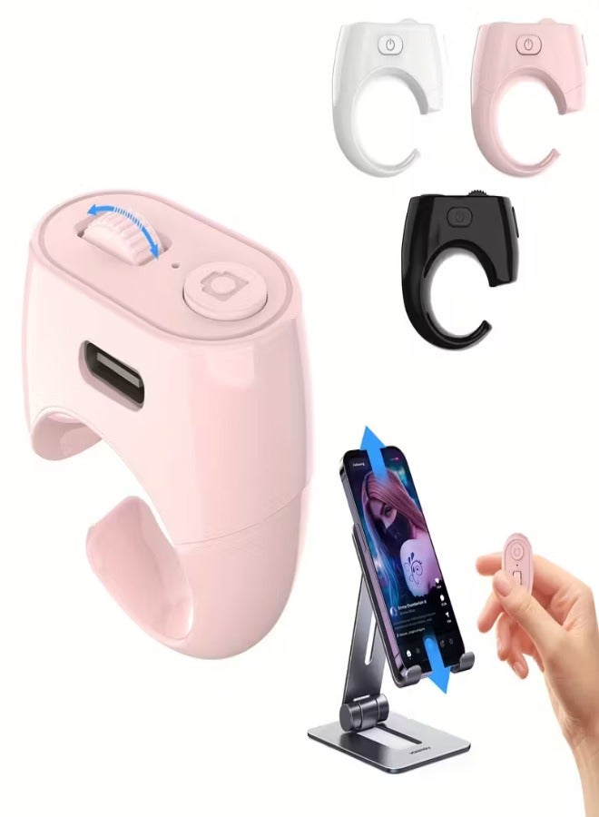 Multi-Function Wireless Ring Remote Control for Mobile Phones – Long Battery Life, One-Click  Turning, Camera  eBook Control, Portable Smart Finger Ring - Pink - Image 1
