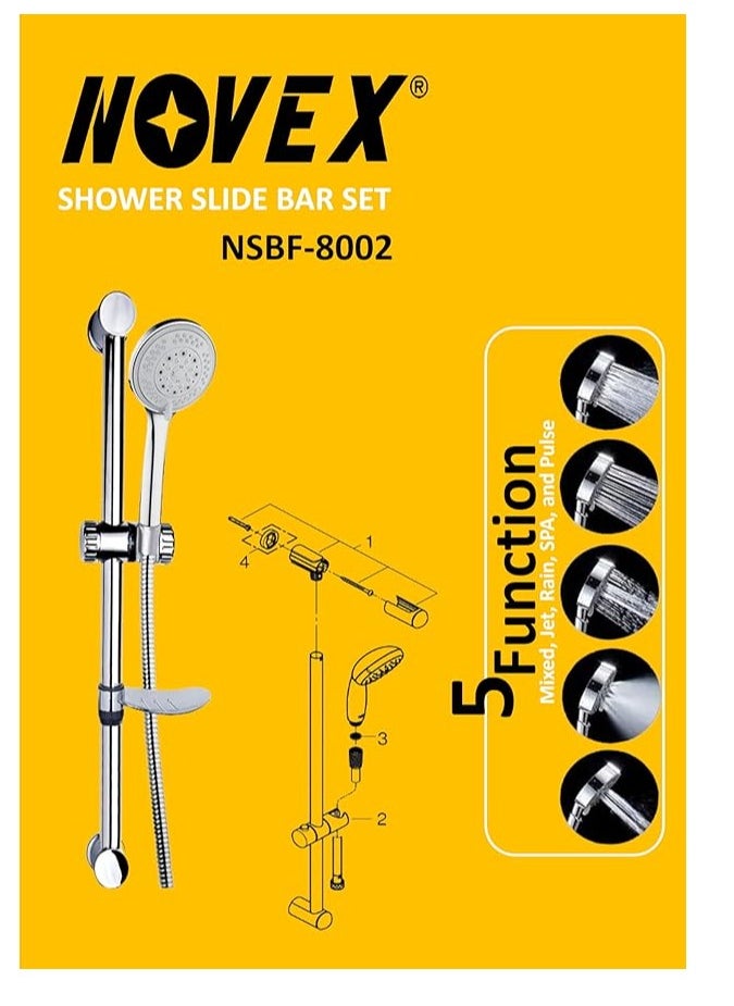 NOVEX Sliding Bar Shower Kit with 3 Flow Message Set  - Image 2
