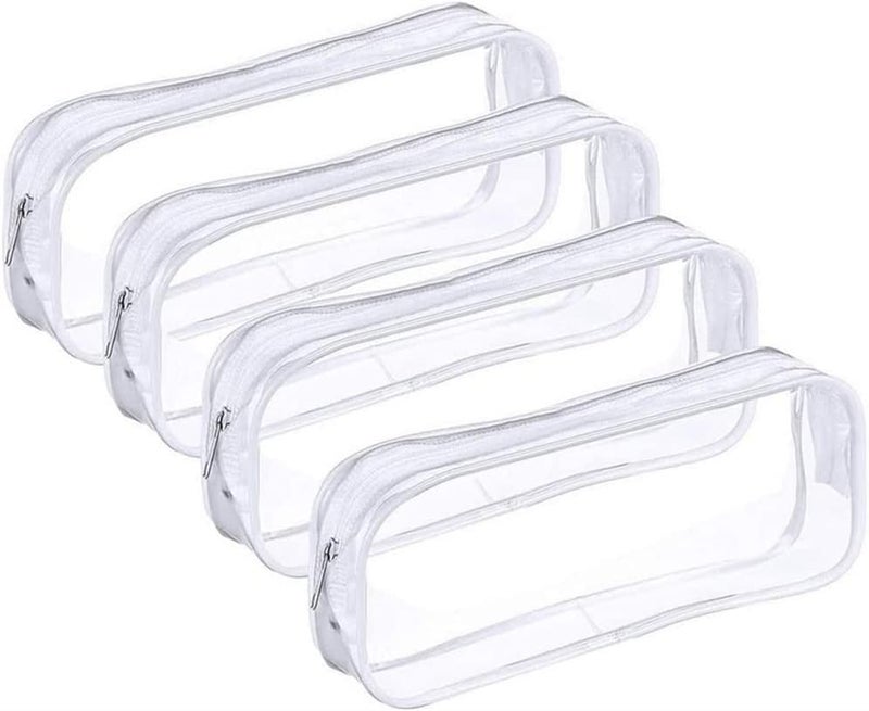 4 PCS Clear Pencil Bag Set - Versatile Zipper Pouch for Stationery and Cosmetics - Image 1