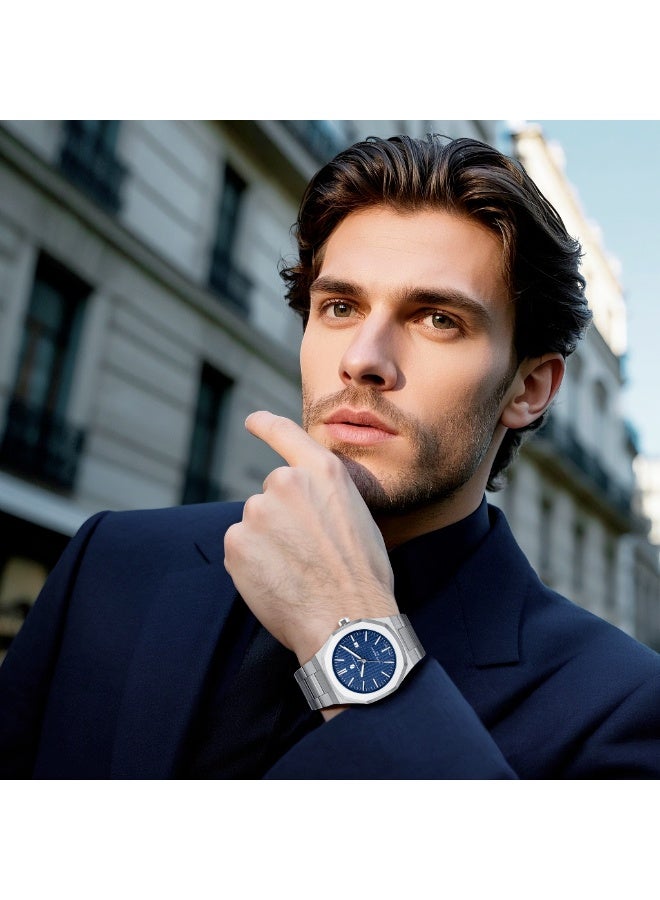 SAPPHERO الرجال ساعة ثمانية زاوية الفولاذ المقاوم للصدأ 30M الماء مضيئة ساعة المعصم الفاخرة التناظرية ساعة الكوارتز للرجال مع تاريخ أنيق الرجال - Image 5