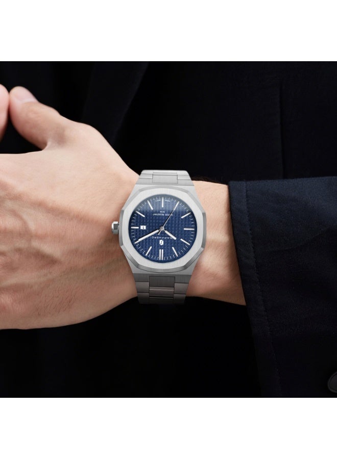 SAPPHERO الرجال ساعة ثمانية زاوية الفولاذ المقاوم للصدأ 30M الماء مضيئة ساعة المعصم الفاخرة التناظرية ساعة الكوارتز للرجال مع تاريخ أنيق الرجال - Image 3