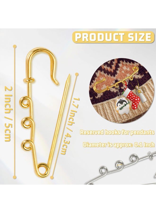 Koceci 50 PCS Safety Pins, Heavy Duty Safety Pins Metal Brooch Pin with Loops, Kilt Pins, Sock Pins Charms for Blankets Skirts Knitted Fabric Crafts (Gold, Silver) - Image 2