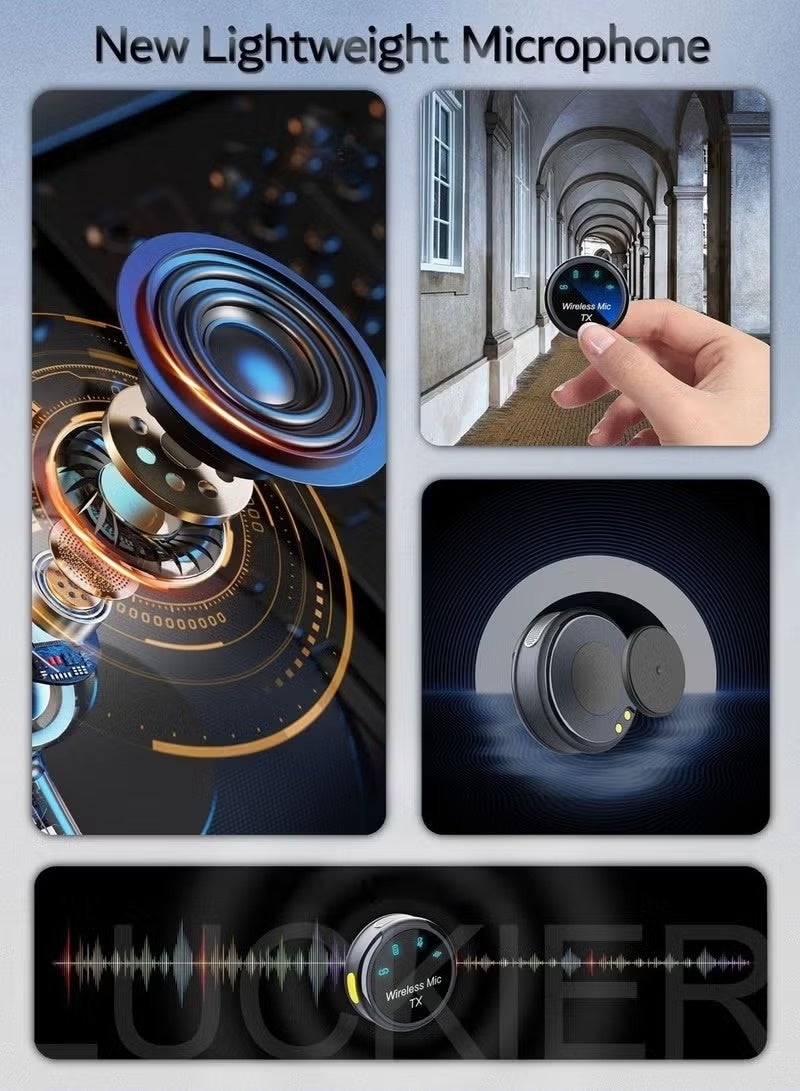 كوراكس ميكروفون لافاليير مغناطيسي لأجهزة iPhone/Android، يزن 8 جرام فقط، ميكروفون صغير مع وظيفة تقليل الضوضاء، مع Lightning/USB C (2 TX+1 RX+حافظة شحن) بطارية 18 ساعة مناسب لتسجيل الفيديو والمقابلات ومدونات الفيديو ويوتيوب - Image 2