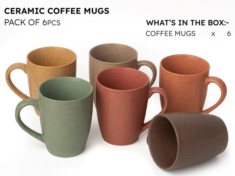 Bodhi House Handcrafted Ceramic Coffee Mug Set of 6 Pieces (300 Ml), Stoneware Tea Cup, Microwave Safe Medium Milk Mug, Matte Finish, Ideal for Daily use, Casual Gatherings and Gifting, Multicolor - Image 2