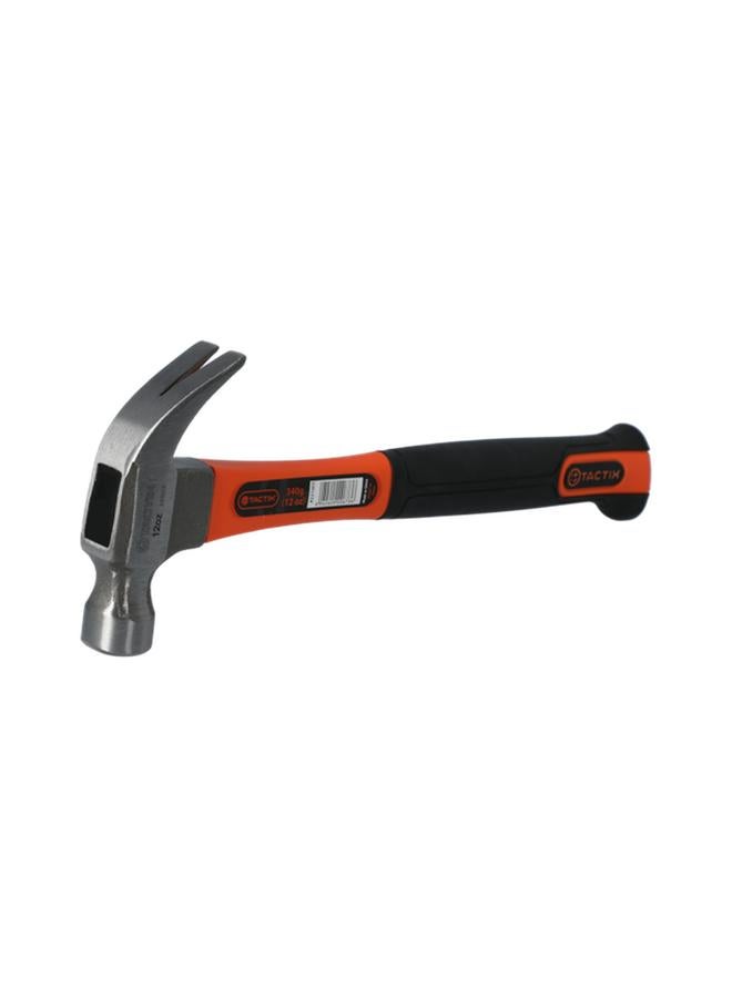 Tactix Carbon Steel Claw Hammer with Non-Slip Fiberglass Handle Orange and Black 12oz - Image 2
