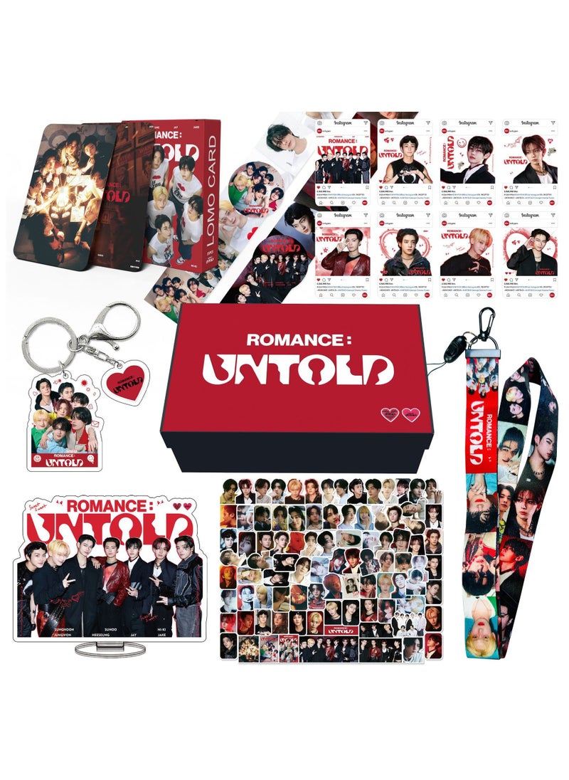 EHOME ENHYPEN New Album ROMANCE : UNTOLD Gift Box Set With Lomo Cards, Acrylic Stand, Hand Account Tape, Lanyard, Stickers, Photo Card  - Image 1