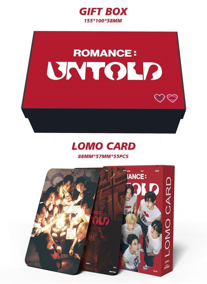 EHOME ENHYPEN New Album ROMANCE : UNTOLD Gift Box Set With Lomo Cards, Acrylic Stand, Hand Account Tape, Lanyard, Stickers, Photo Card  - Image 2