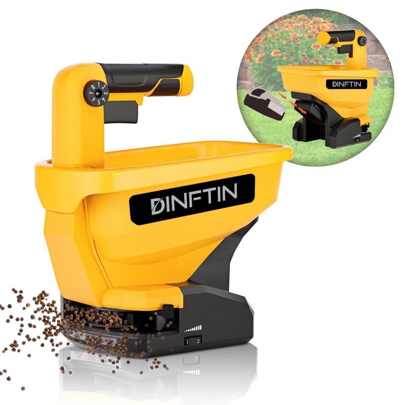 Dinftin Battery Operated Spreader Compatible for Dewalt 20V/60V Li-ion Battery, Seed Spreader Handheld Available Year-Round, Grass Seeds, Rock Salt and De-icer Out-Doors (Battery not Included) - Image 1