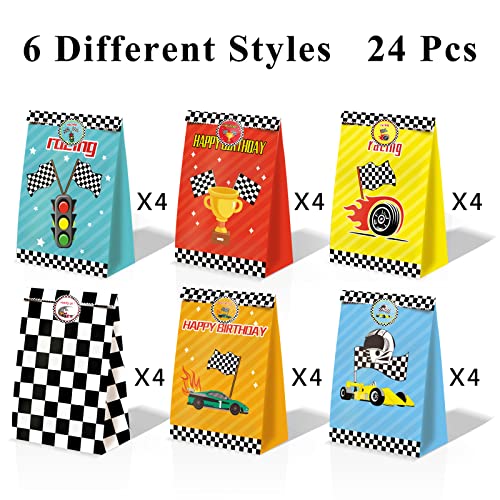 BQK Race Car Gift Bags 24 Pcs Race Car Party Supplies for Boys Race Car Party Favors Cars Theme Birthday Party Decorations Car Goody Bags Racing Birthday Party Supplies - Image 3