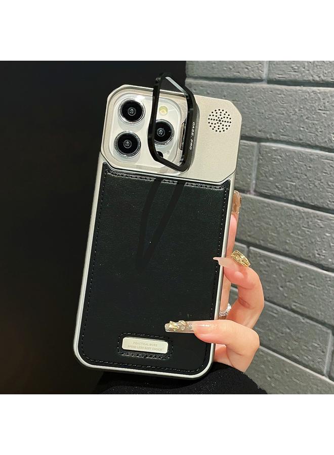 S-TOP Case For iPhone 14 Pro Max Metal Holder Plain Leather MagSafe Phone Case - Image 1