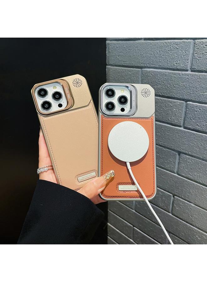 S-TOP Case For iPhone 14 Pro Max Metal Holder Plain Leather MagSafe Phone Case - Image 4