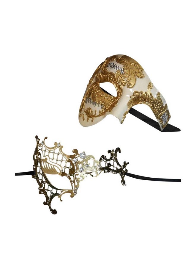 ياكانا مجموعة أقنعة تنكرية ذهبية من Yacanna His and Her Phantom of The Opera (Vintage Phantom Gold)  - Image 1