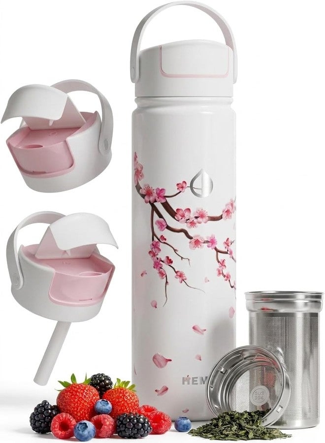 HEMLI 22 oz Ceramic Lined Tea Infuser Travel Tumbler, Micro-Mesh Stainless Steel Infuser, Pure Taste Ceramic Interior, Triple Insulated 12hr Hot Cold, Dual Sip & Straw Lid, Scratch-Resistant - Image 1