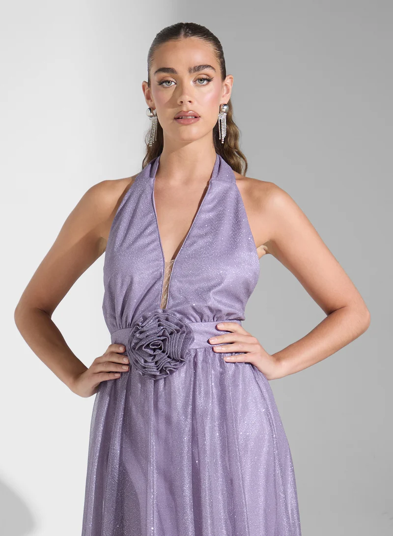 Ginger Boutique Floral Halter Gown Dress