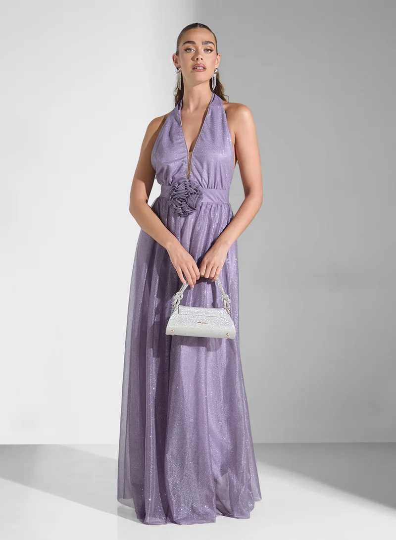 Ginger Boutique Floral Halter Gown Dress