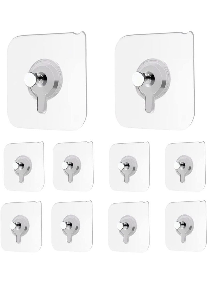 10 x Adhesive Wall Screws Hanging Nails for Hanging Adhesive Screws Wall Mounting Hooks for Kitchen, Bathroom, Bedroom, Living Room - Image 1