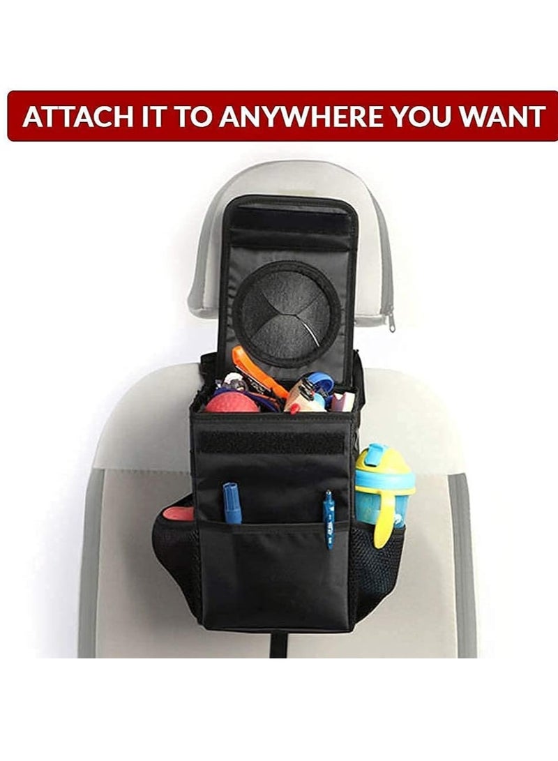 MJZ Car Trash Can with Lid, Foldable Car Trash Bag Automotive Garbage Can, Vehicle Chair Back Waterproof Trash Bin Container for Car with Storage Pockets for Car & SUV & Truck - Image 3