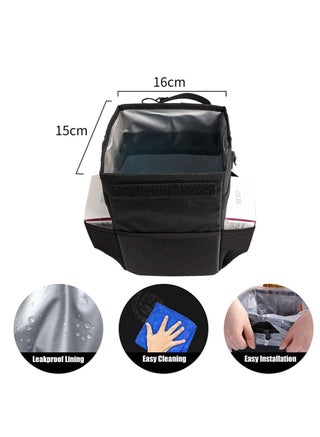 Car Trash Can with Lid, Foldable Car Trash Bag Automotive Garbage Can, Vehicle Chair Back Waterproof Trash Bin Container for Car with Storage Pockets for Car & SUV & Truck - view 5