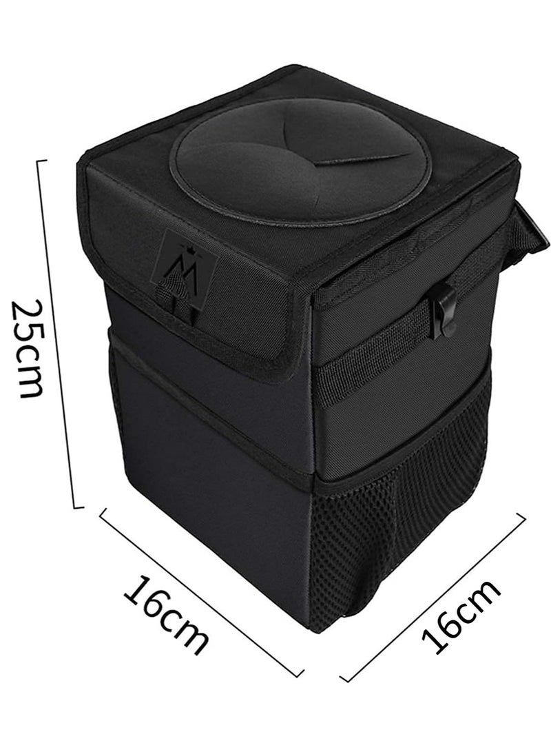 MJZ Car Trash Can with Lid, Foldable Car Trash Bag Automotive Garbage Can, Vehicle Chair Back Waterproof Trash Bin Container for Car with Storage Pockets for Car & SUV & Truck - Image 2