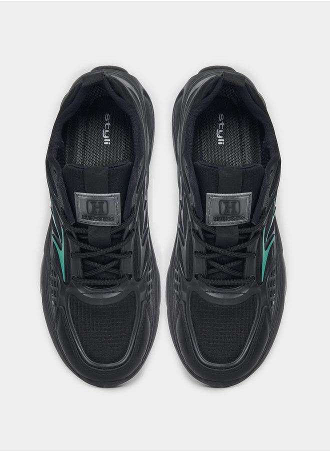 Styli Textured Lace Up Air Cushion Chunky Sole Sneakers  - Image 5