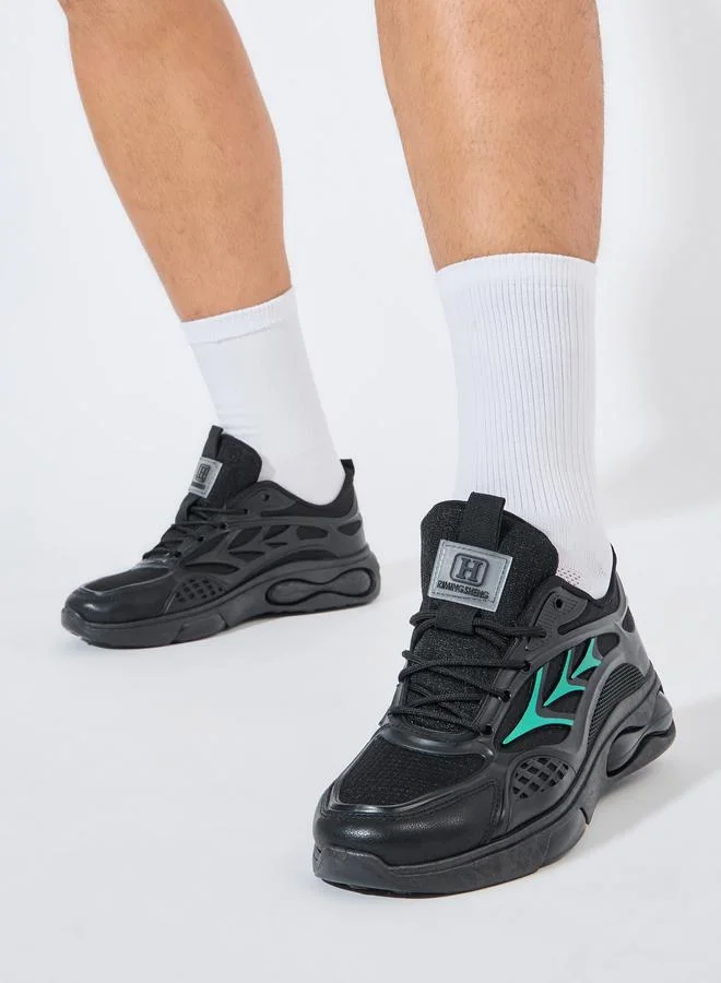 Styli Active Textured Lace Up Air Cushion Chunky Sole Sneakers