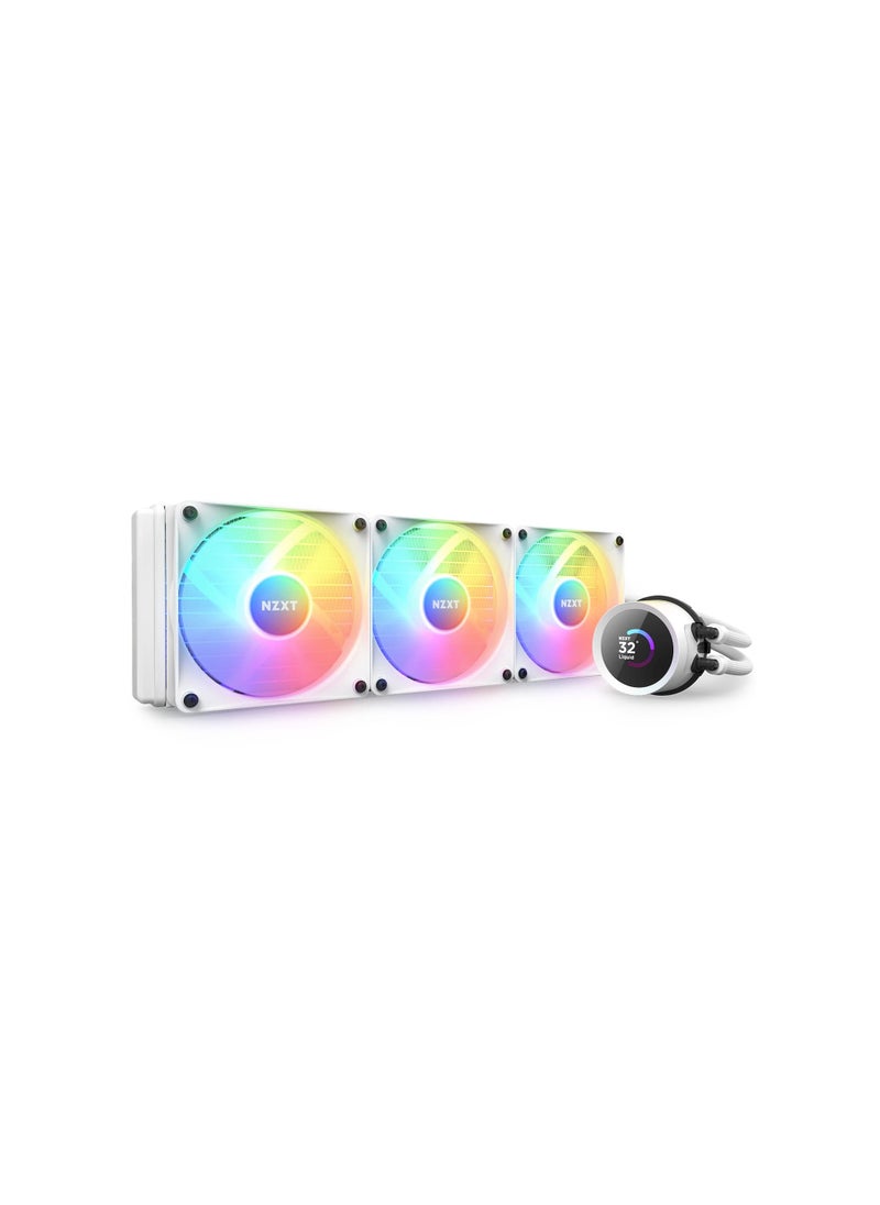 ان زد اكس تي - مبرد مائي 60mm AIO Liquid مع شاشة عرض صغيرة ومراوح RGB اللون أبيض - RL-KR360-W1 - Image 1