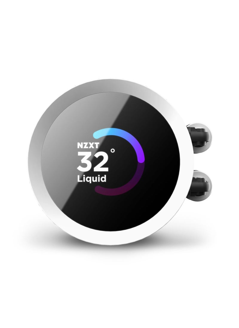 ان زد اكس تي - مبرد مائي 60mm AIO Liquid مع شاشة عرض صغيرة ومراوح RGB اللون أبيض - RL-KR360-W1 - Image 1