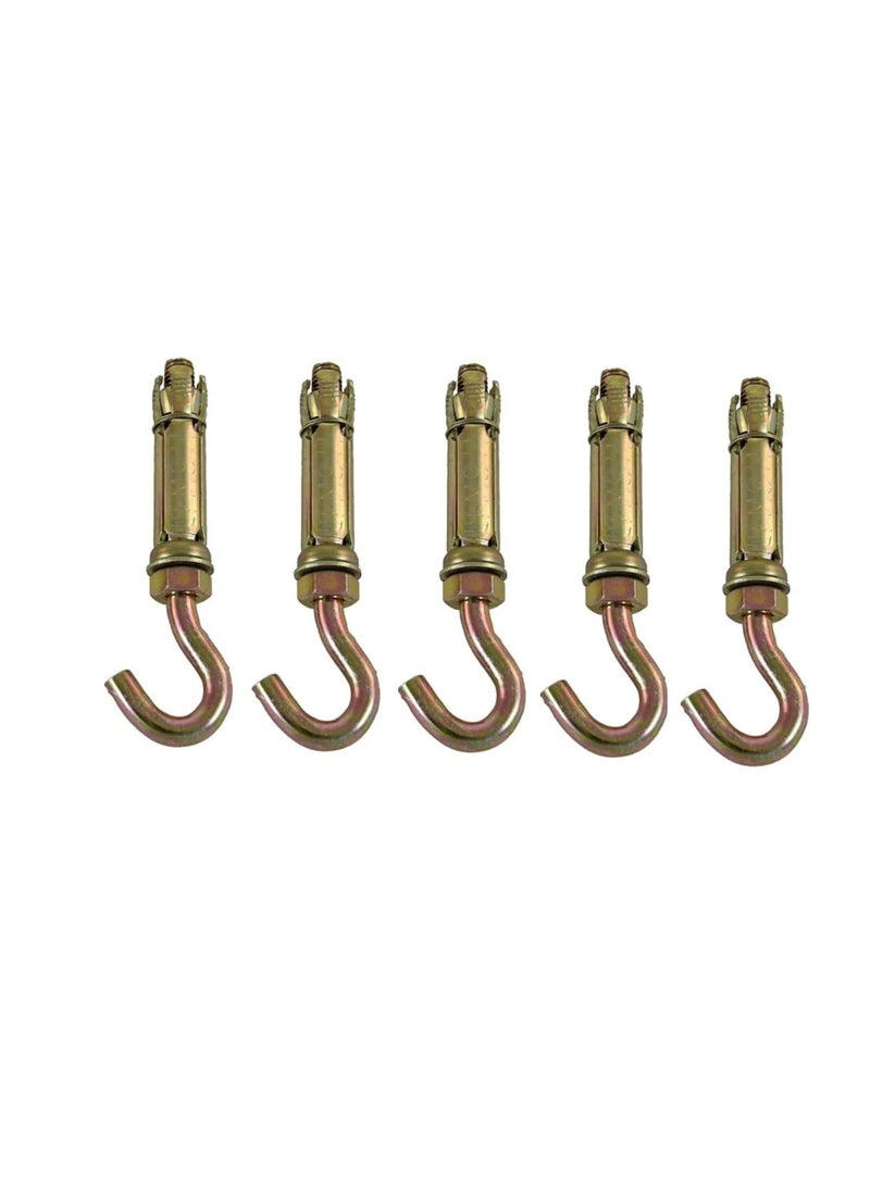 High Strength Metal Sleeve Shield Closed Hook/Eye Hook | Open Hook Anchor Bolt Pack of 5 (OPEN HOOK, 6 MM)  - Image 1
