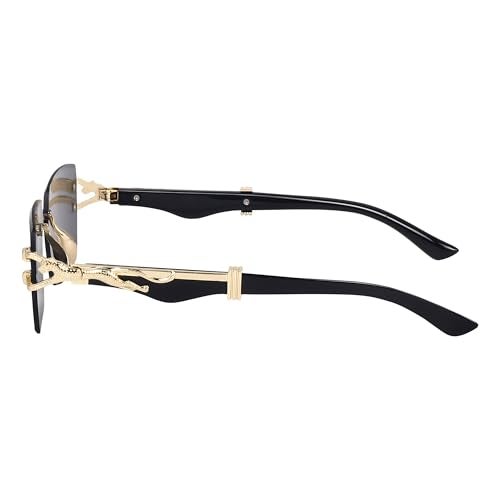 Dervin UV Protected Rectangular Rimless Sunglasses for Men and Women (Black) - Image 4