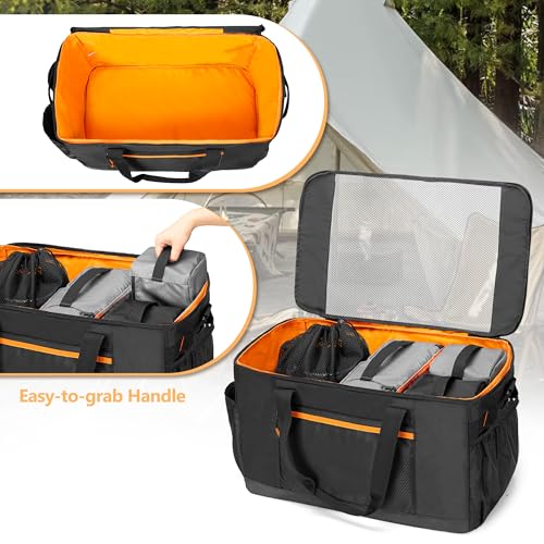 GRAOSO Camping Gear Organizer, 3 Pcs Camping Packing Cubes and 1 Pcs Mesh Pocket with Carrying Bag for Kitchen Supplies, 5-in-one Tactical Travel Storage with Transparent Window for Car Trunk, 45L - Image 2