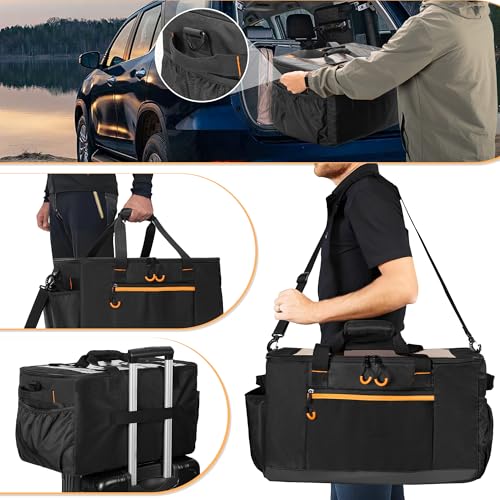 GRAOSO Camping Gear Organizer, 3 Pcs Camping Packing Cubes and 1 Pcs Mesh Pocket with Carrying Bag for Kitchen Supplies, 5-in-one Tactical Travel Storage with Transparent Window for Car Trunk, 45L - Image 5