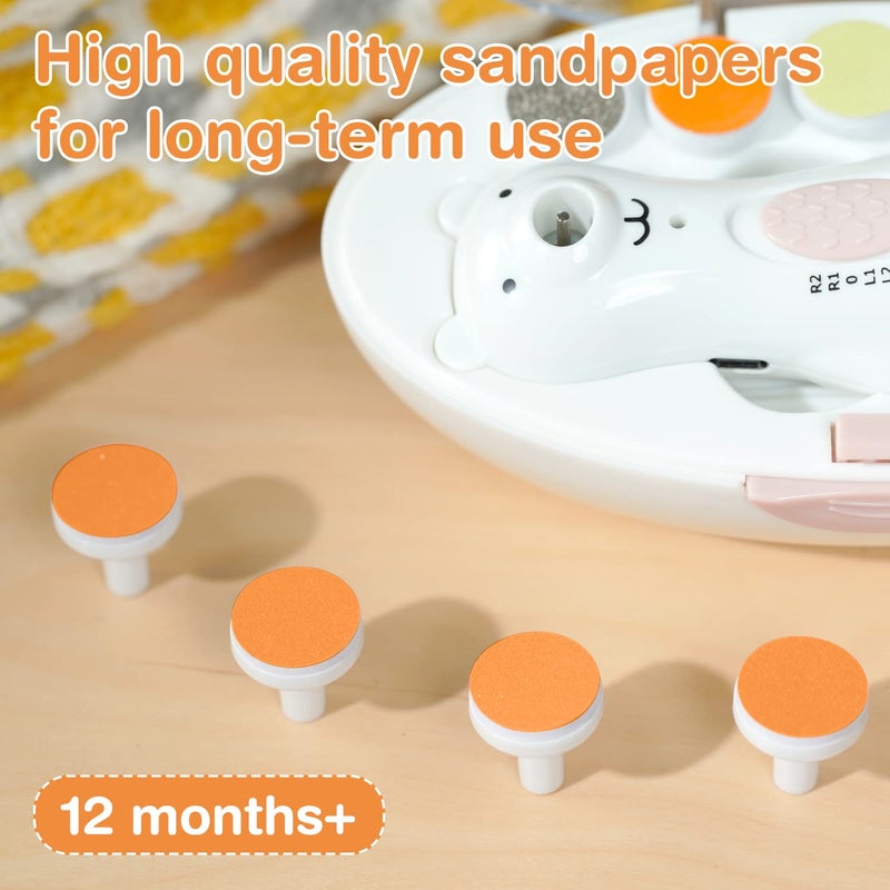 haakaa Electric Nail Trimmer Replacement Pads Baby Nail Trimmer Heads for Standard Baby Nail File, Suitable for 12+Months, Orange - Image 3