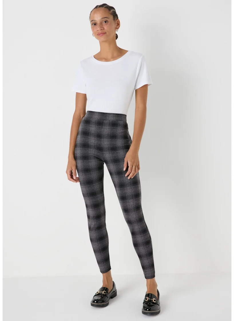Matalan Black Check Textured Leggings
