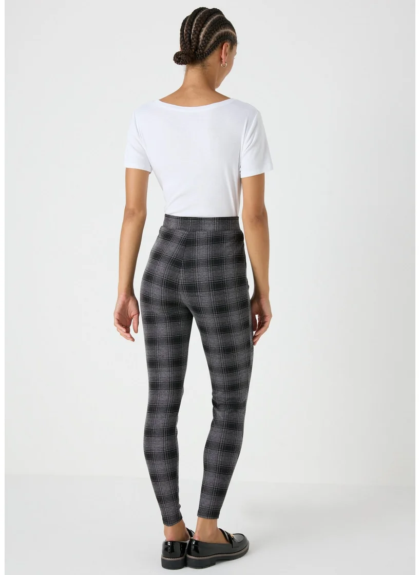 Matalan Black Check Textured Leggings