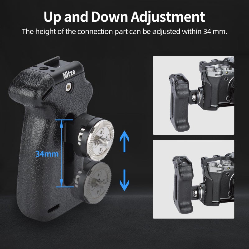 Nitze Rosette Side Handle, Camera Side Handle with Rosette for ARRI Standard, Built-in Cold Shoe and 1/4" Locating Hole, Up/Down and Left/Right Adjustable - PA22-H1 - Image 4