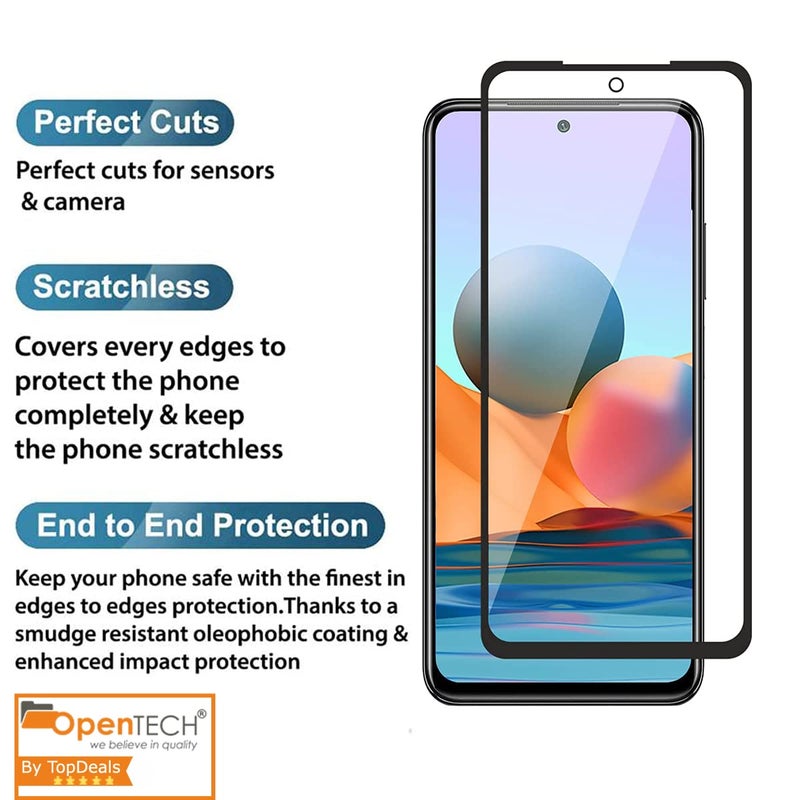 OpenTech ® Military-Grade Tempered Glass Screen Protector Compatible for Xiaomi Redmi Note 10 / Redmi Note 10s / Redmi Note 11 / Redmi Note 11s with Edge to Edge Coverage and Easy Installation kit - Image 4