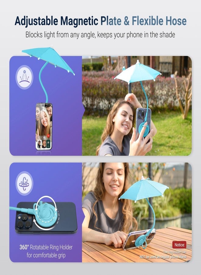 Kiorafoto Magnetic Phone Umbrella, Outdoor Phone Sunshade with Flexible Angle Design and Swivel Ring Phone Umbrella for iPhone 17 16 15 14 13 12 Pro Max Case Mag-Safe and - Image 5