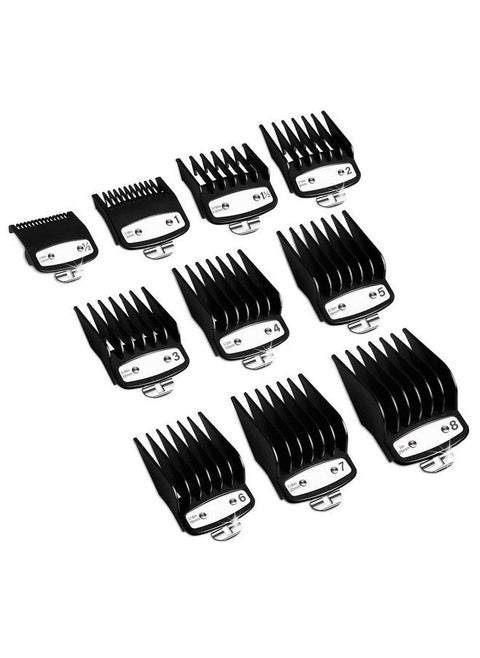 Professional Hair Clipper Guards Guides 10 Pcs Coded Cutting Guides 3170400 1/8” To 1 Fits For All Wahl Clippers(Black10 Pcs)
