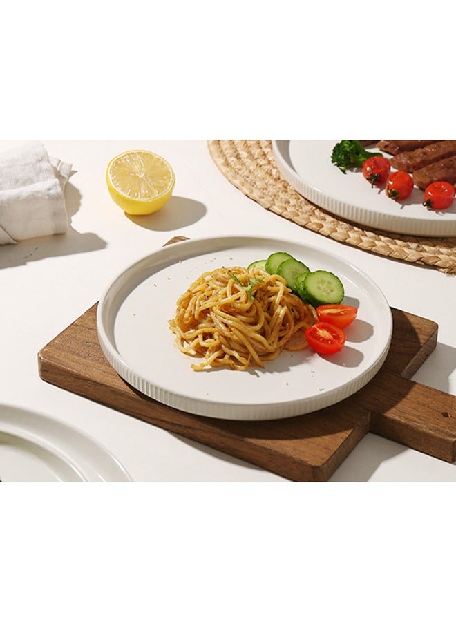 MONITO 12 Piece Stoneware Dinner Set, 4x25.6cm Dinner Plates, 4x20cm Salad Plates, 4x14cm Bowls, Modern Design in Glossy Finish, Microwave & Dishwasher Safe - White  - Image 4