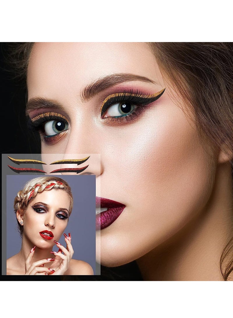 SYOSI 30 Pairs Reusable Eyeliner and Eyelash Stickers Glitter Eyeliner Stickers Makeup Double Eyelid Tape Reusable Self-Adhesive Eye Line Strip Sticker Instant Eye Makeup Tool Waterproof - Image 5