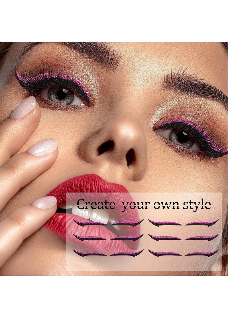 SYOSI 30 Pairs Reusable Eyeliner and Eyelash Stickers Glitter Eyeliner Stickers Makeup Double Eyelid Tape Reusable Self-Adhesive Eye Line Strip Sticker Instant Eye Makeup Tool Waterproof - Image 3