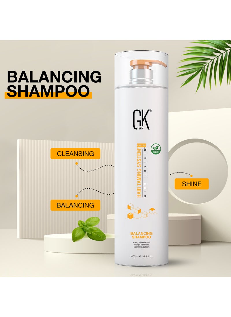 GK Hair - Balancing Shampoo (33.8 Fl Oz/1000ml) For Oily Color Treated Hair Deep Cleansing Restores pH Levels Ideal for Over-Processed and Environmentally Stressed Hair - Image 1
