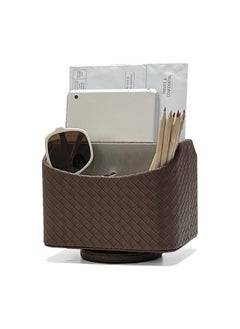 UnionBasic Rotating Desk Organizer, 360 Degree Desk Spinning Caddy, Desktop TV Guide/Mail/Media/Remote Controller Holder Organizer, Woven Coffee  - Image 1