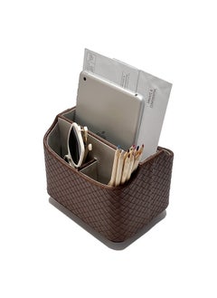 UnionBasic Rotating Desk Organizer, 360 Degree Desk Spinning Caddy, Desktop TV Guide/Mail/Media/Remote Controller Holder Organizer, Woven Coffee  - Image 3
