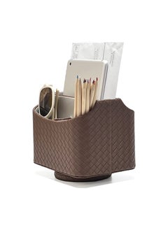 UnionBasic Rotating Desk Organizer, 360 Degree Desk Spinning Caddy, Desktop TV Guide/Mail/Media/Remote Controller Holder Organizer, Woven Coffee  - Image 2