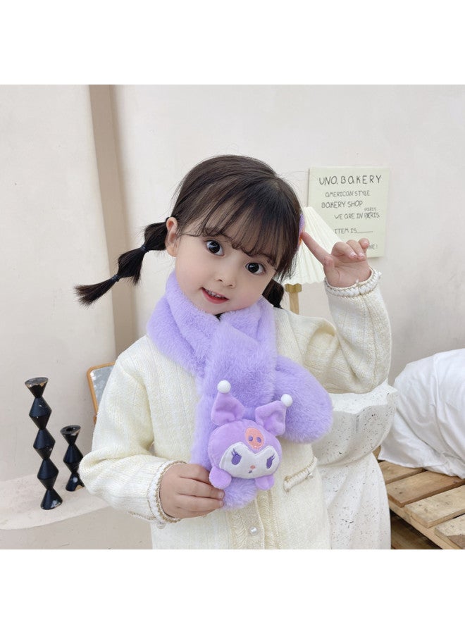 Autumn And Winter Pure Color Kidsren's Scarf Cartoon Cute Cinnamon Dog Thickeneded And Warm For Boys And Girls Imitation Rabbit Fur Neck Protector